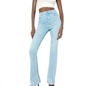 Zara Light Wash High Rise Skinny Flare Jeans
